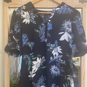 Paisley Mixed Media Split Neck Top